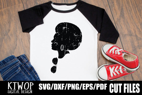 Beautiful Grunge Black Girl Afro SVG
