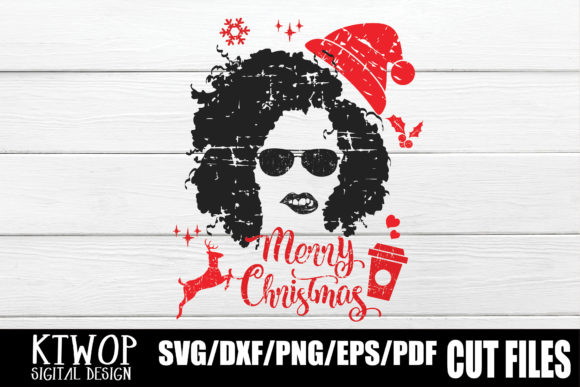 Grunge Christmas Sexy Black Woman SVG