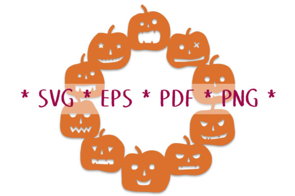Halloween Pumpkin Wreath Frame SVG Cut