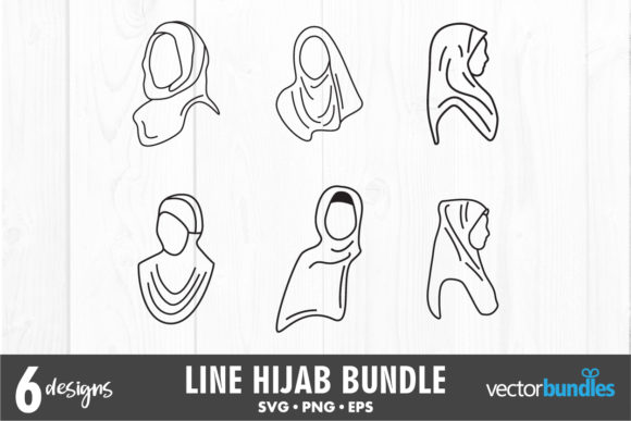 Hijab Line Vector Svg Bundle